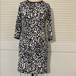 ANN TAYLOR Black and White Leopard Print Dress
Size 6